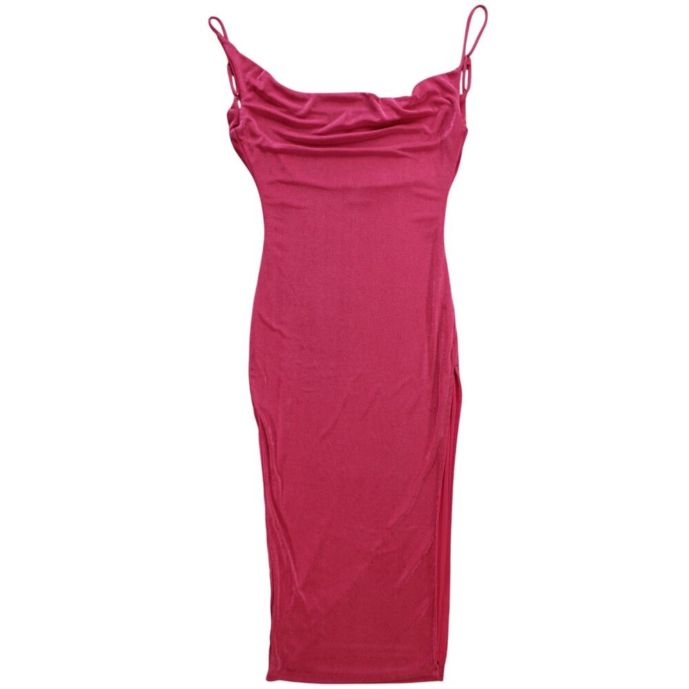Blanc Clothing Cowl Neck Slip Midi Dress Pink Spaghetti Straps Size S